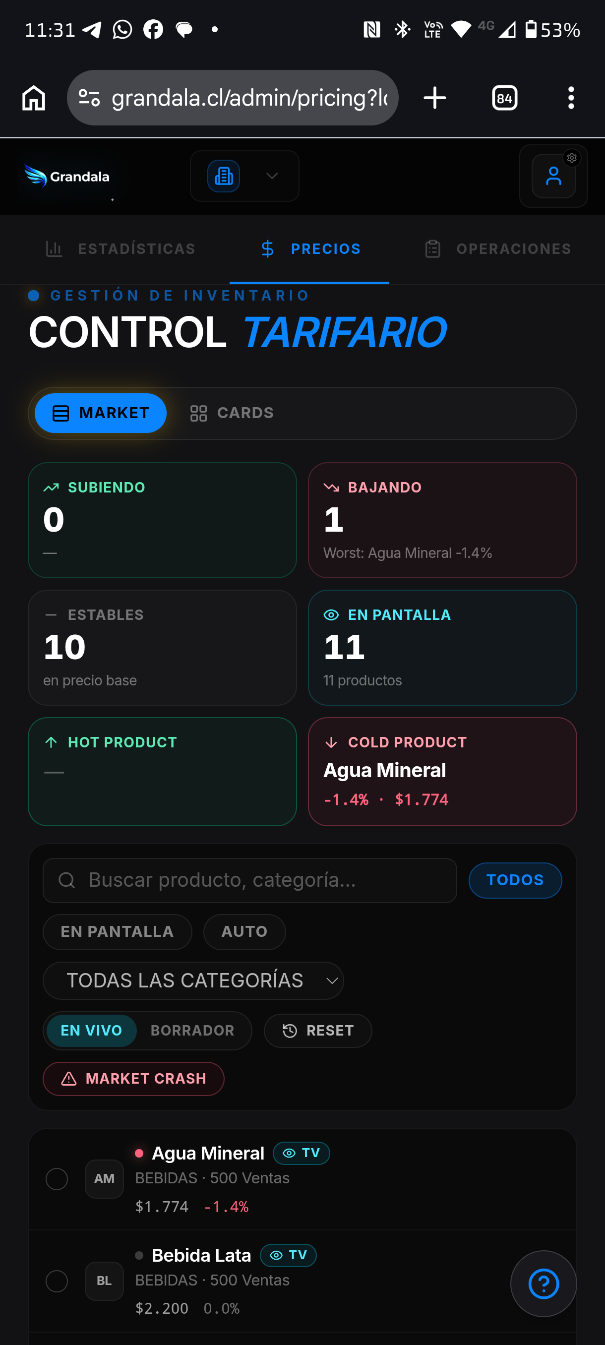 spo7 · Control tarifario
